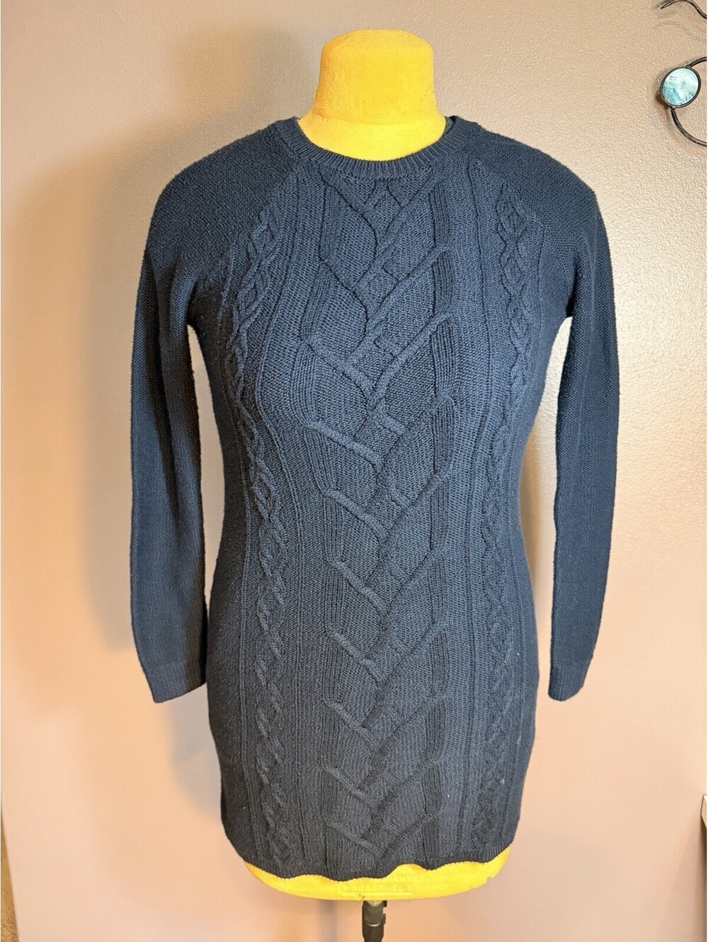 Hollister Sweater Dress Small Blue Cable Knit Long Sleeve
